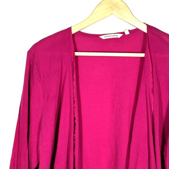 Soft Surroundings Topper Cardigan Size Large Magenta Pink Open Front Jacket - Picture 2 of 8